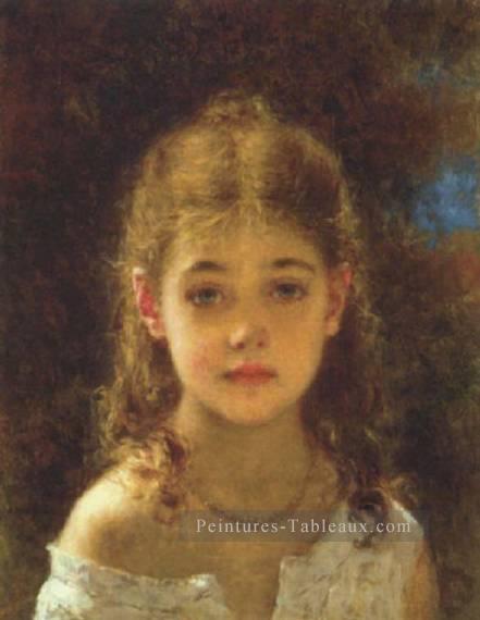 Alexejewitsch Portrait de jeune fille mignonne Alexei Harlamov Peintures à l'huile